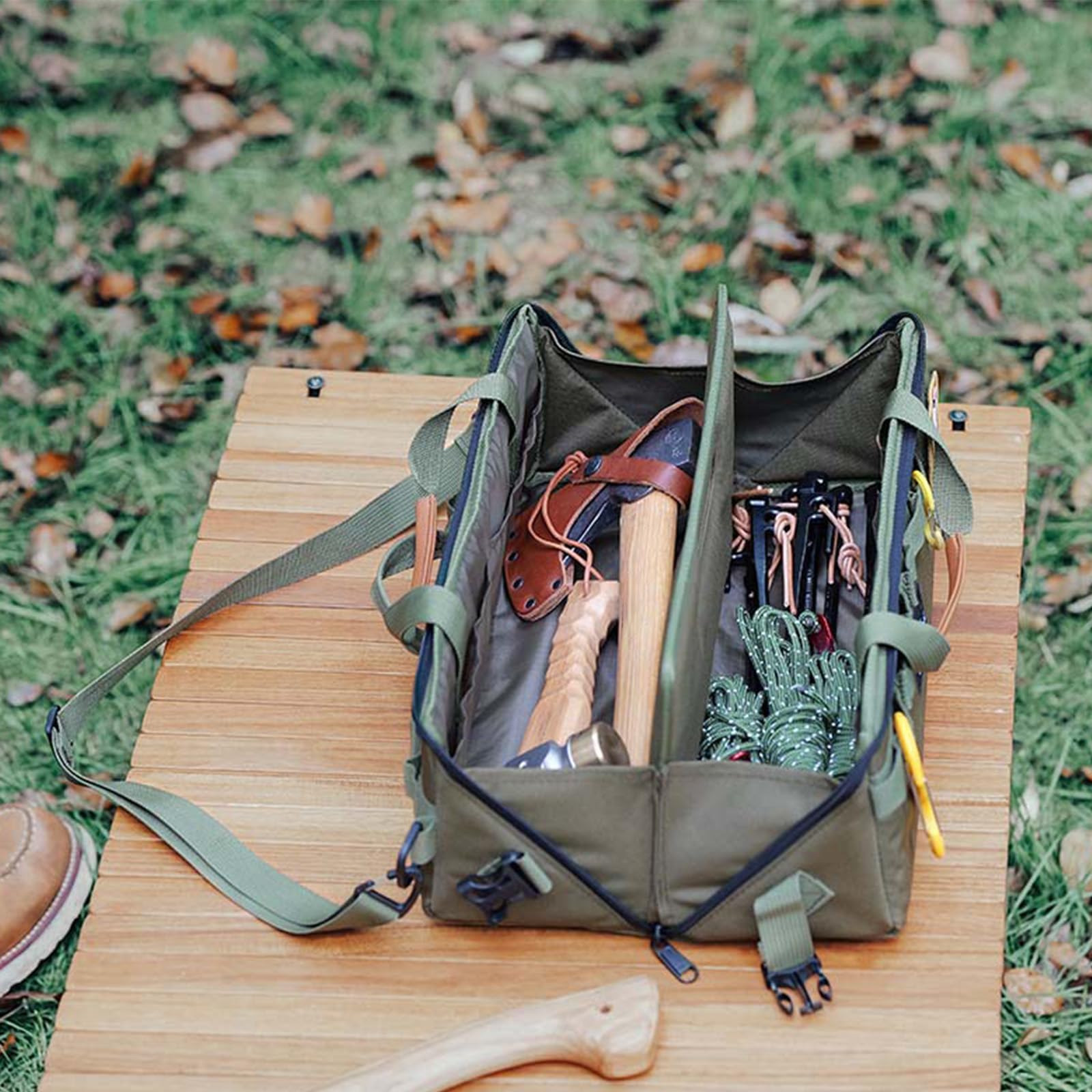 Generisch Wetterfeste tragbare Aufbewahrung mit separaten Fächern, ideal für Lagerfeuer, Kochen und Trekking, Camping Aufbewahrungstasche