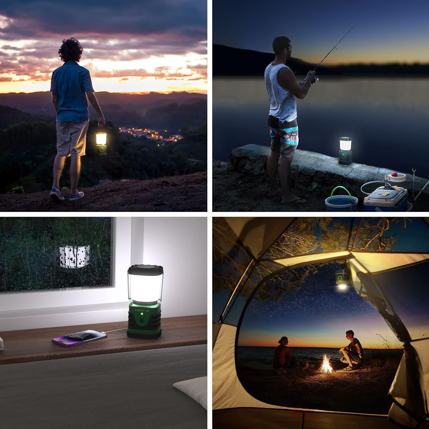 Lepro Lampada da Campeggio Ricaricabile USB 1000LM, Lanterna LED Portatile IPX4 Impermeabile con Power Bank, Fino a 12 Ore di Autonomia, 4 Modalità Dimmerabili per Tenda, Pesca Notturna, Emergenze