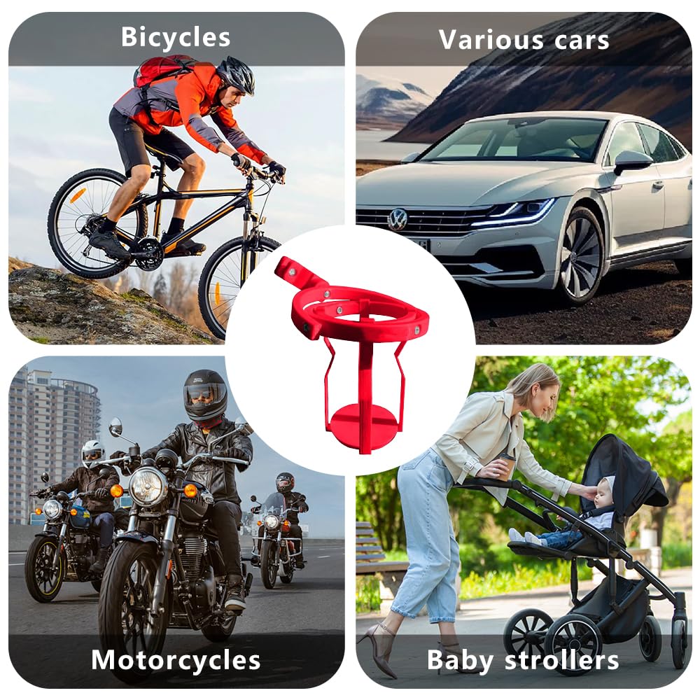 Portabicchieri Giroscopico per Motociclette Portabicchieri Anti Rovesciamento Giroscopico Stampato in 3D Supporto Autolivellante Espansore Portabicchieri Adatto alla Maggior per Bici Camion (Rosso)
