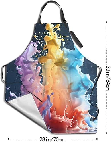 Miniatura 2 de Delantal impreso delantales de pintura de poliéster con bolsillo para cocinar cocina a la parrilla adultos