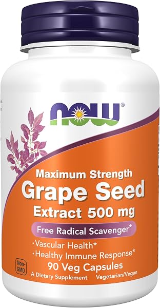 NOW Grape Seed Extract Maximum Strength 500mg 90 Veg Capsules
