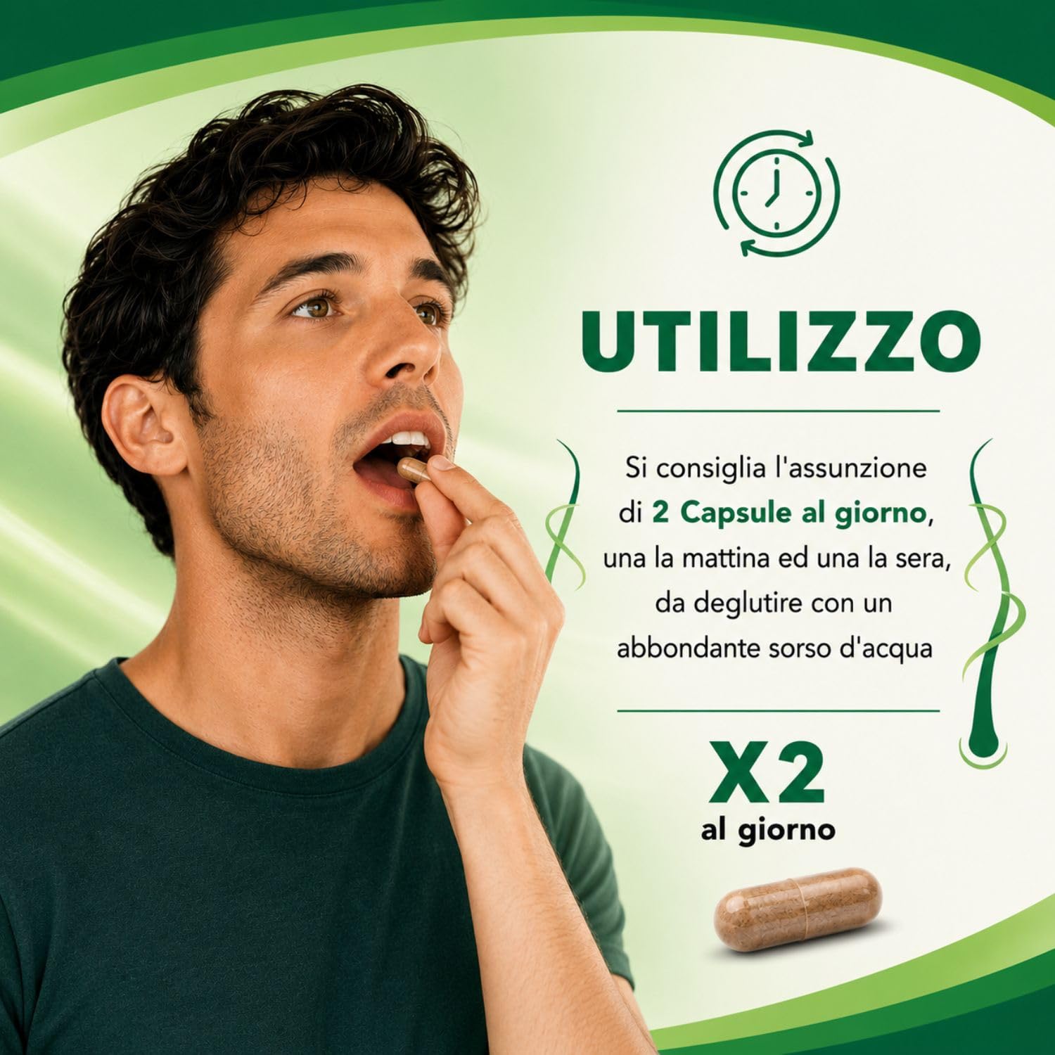 Integratore capelli e Vitamine capelli + serenoa repens+biotina+zinco+Selenio+Saw Palmetto e Caffeina.Multivitaminico Estratti Vegetali e Vitamine,Supporta la crescita aiuta contro la caduta.