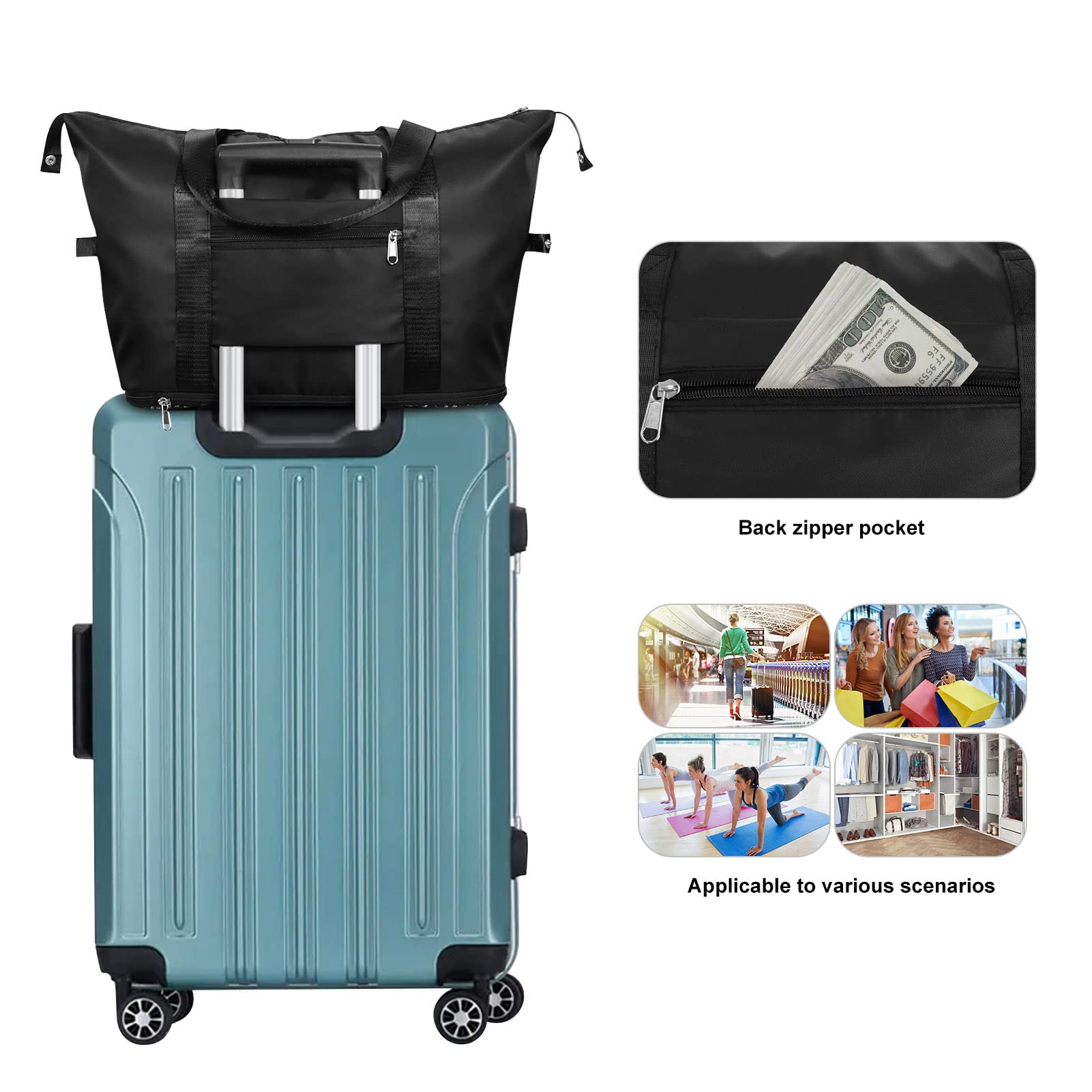 HUA ANGEL Donna Borsa da Viaggio Espandibile Leggero Sportiva Borsa da Palestra Impermeabile Tote da Palestra con Tasca di Separazione Bagnato e Secco per Viaggi Yoga Palestra Allenamento Nuoto