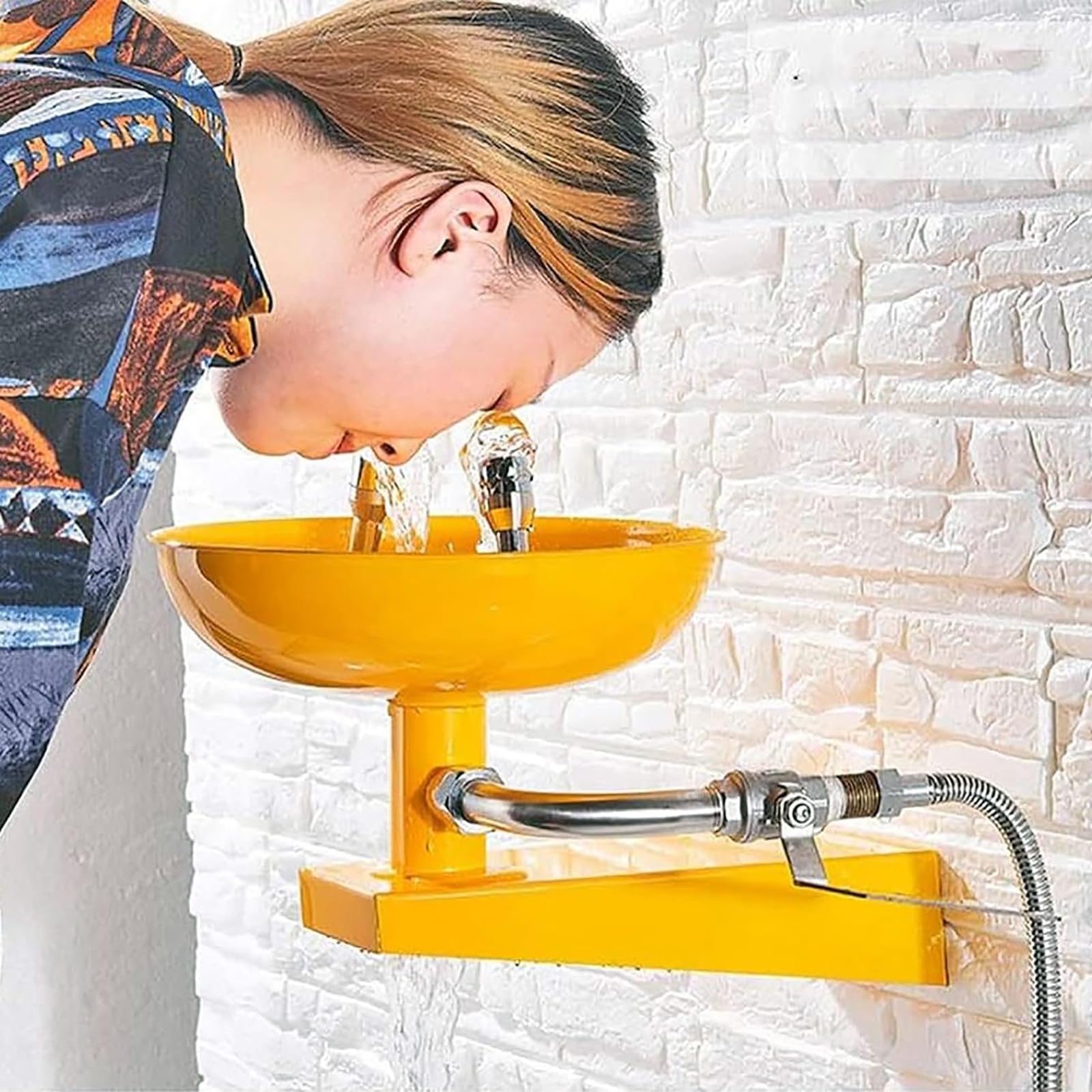 Estación Ducha Vertical para Lavaojos,Ducha Emergencia,Ducha Seguridad para Lavado Ojos con Placa Empuje Y Cabezales Rociadores Dobles Presurizados,diámetro Rociado:32mm Y Caudal 12 L/min