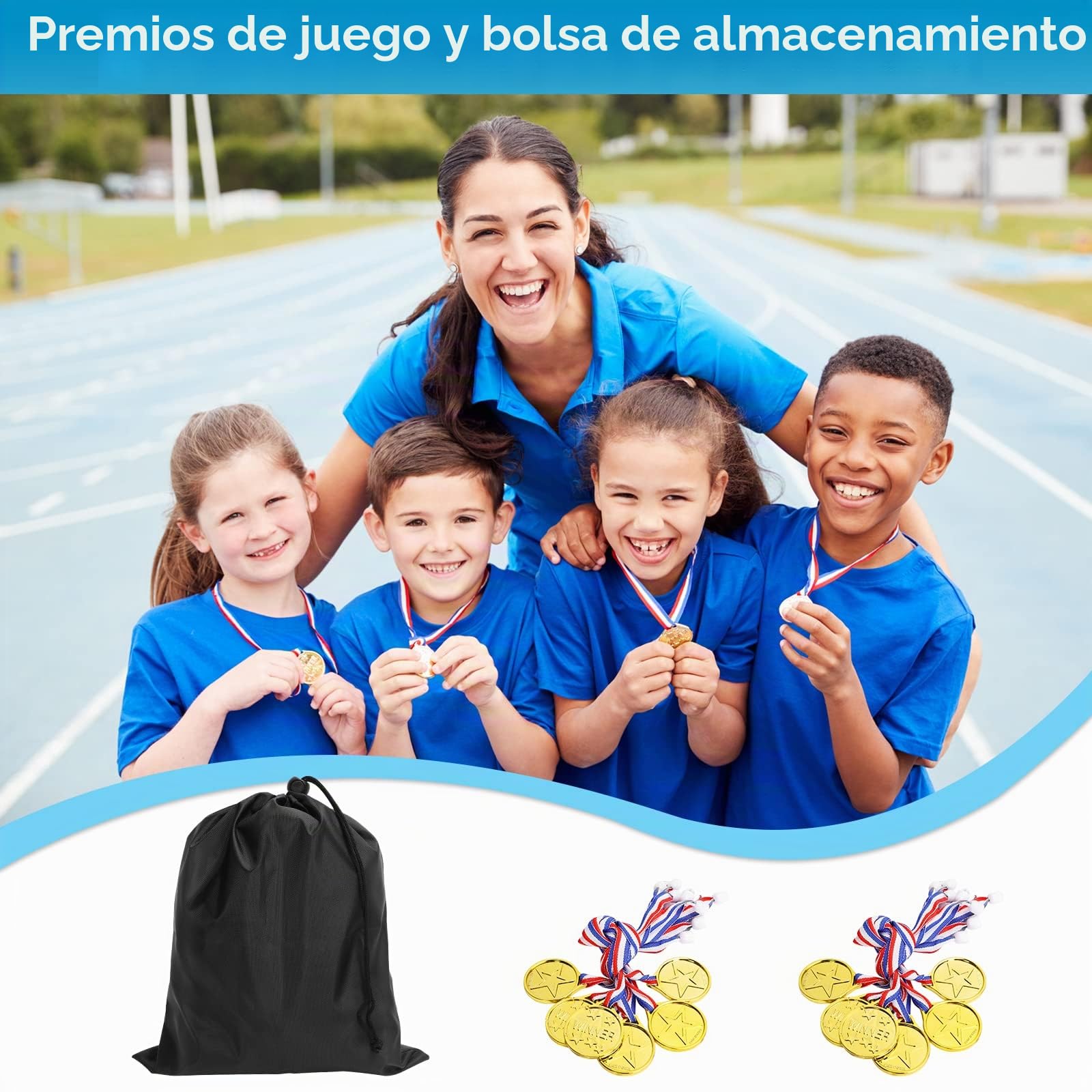 CWLAKON Cuerda de Juego para Niños y Adultos, Día de Campo, Juegos de Fiesta de Cumpleaños, Juegos al Aire Libre, Picnic, Carnavales y Actividades de Construcción de Equipos, 6M, Azul