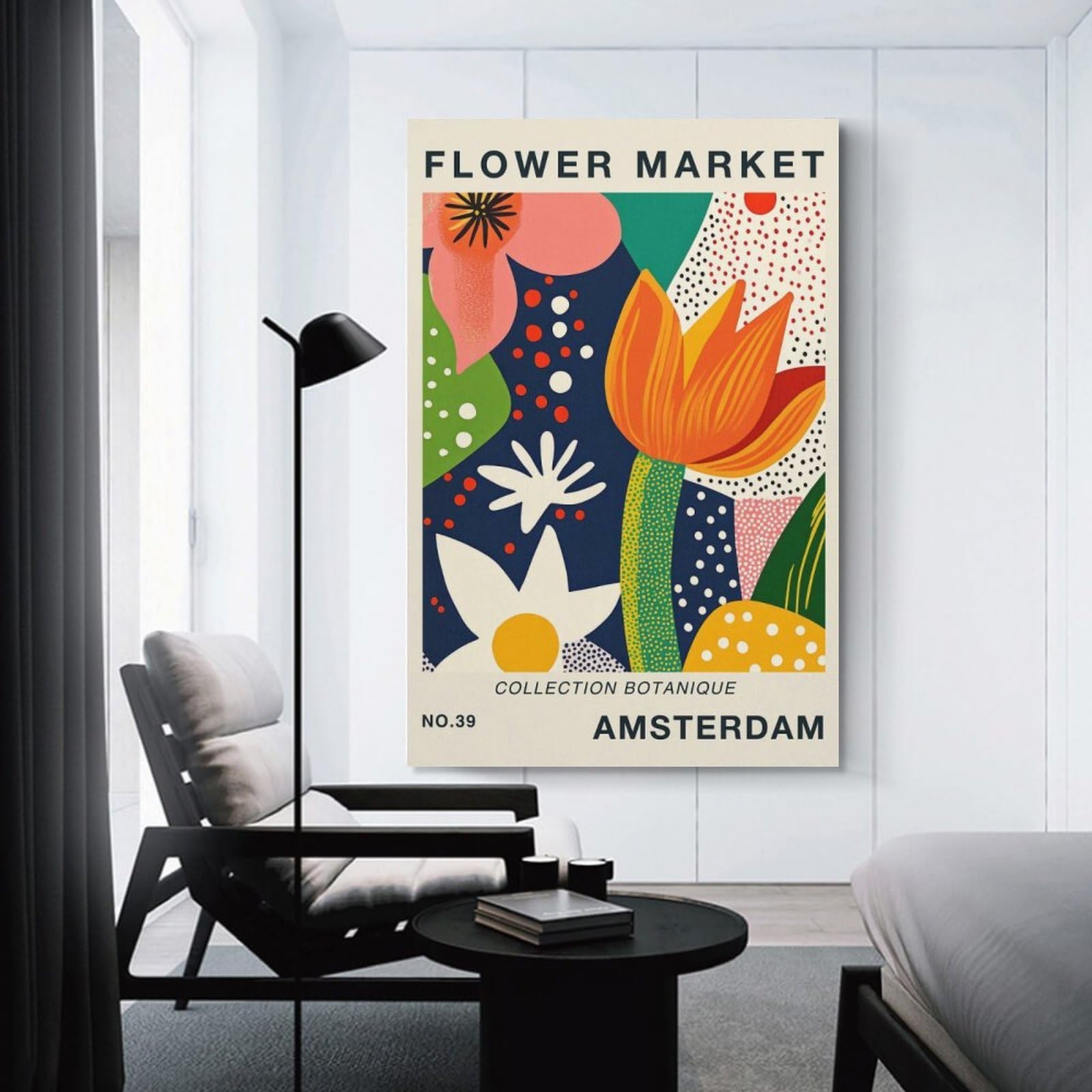 Junmoney Unframe-Style-10 Flower Market Amsterdam Botanical Travel Art Print Wall Decor Canvas Print, 16X24inch(40X60cm), For Lounge, Bedroom Or Personal Spaces, Thoughtful Wall Decor For Art Lovers