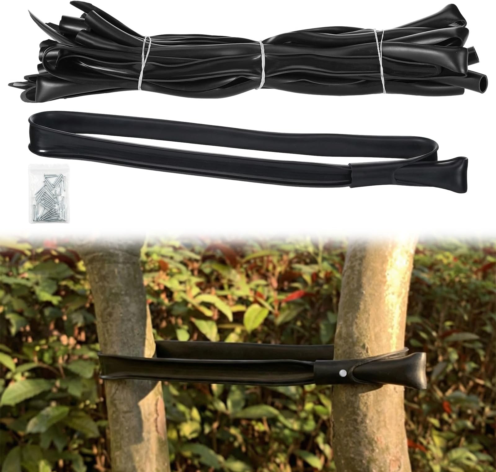 AceOrbit 12 Pack 32 Inch Tree Ties with Complimentary Nail Universal Tree Ties Self Locking Straps Includes Nail for Landscaper Gardener Garden Accessories