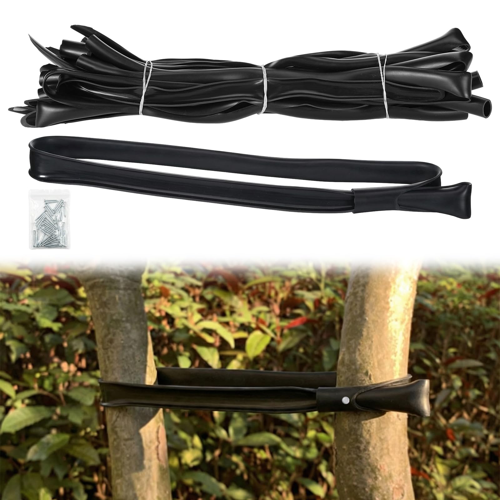 12 Pack 32 Inch Tree Ties with Complimentary Nail Universal Tree Ties Self Locking Straps Includes Nail for Landscaper Gardener Garden Accessories