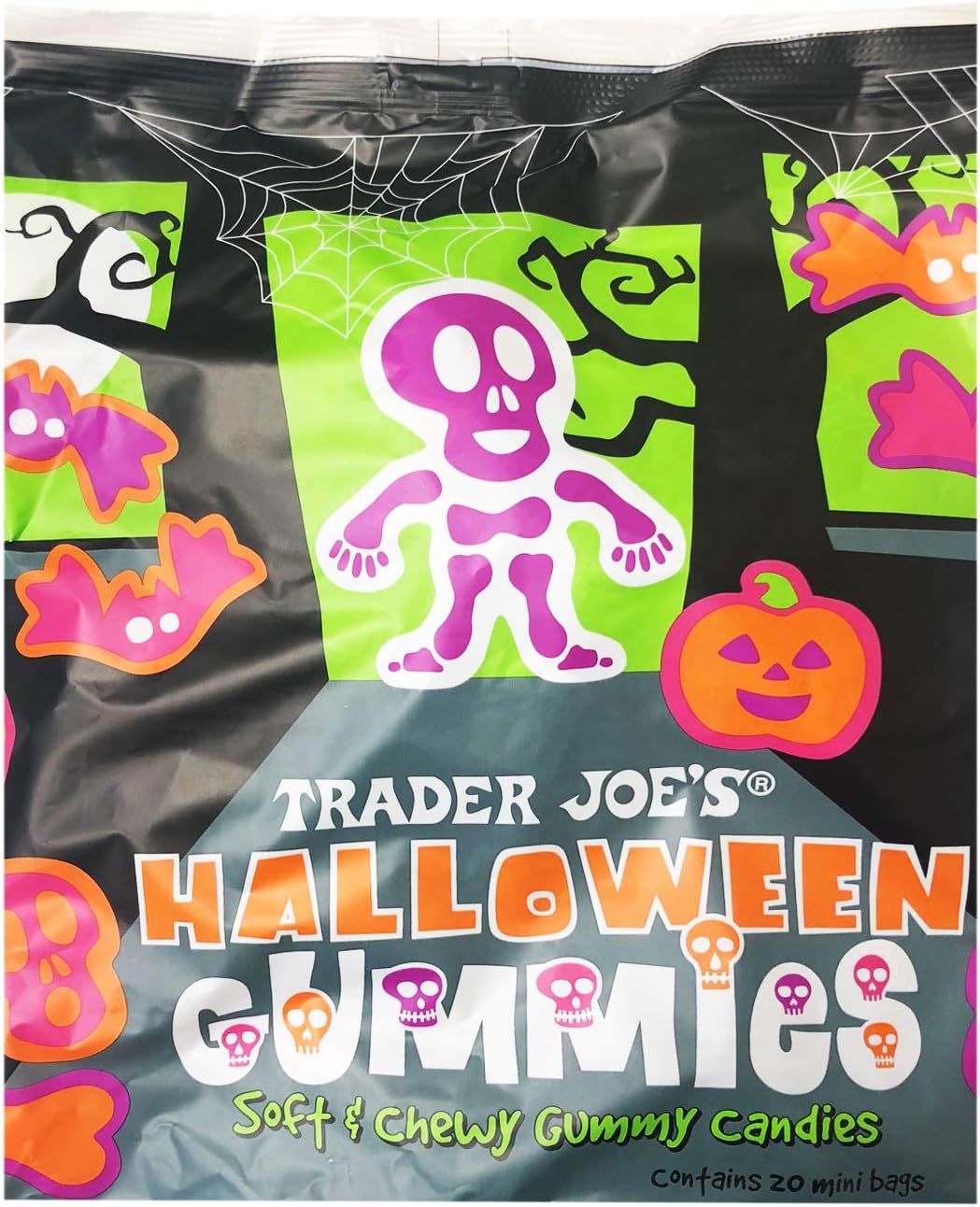 Trader Joe's Limited Edition Halloween Gummy Candies 1 Pack, 20 Mini bags