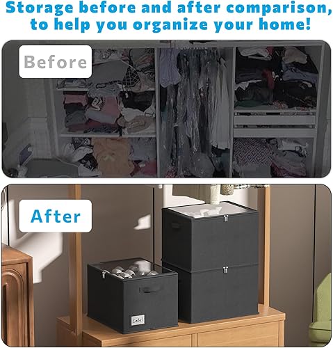 Miniatura 5 de Paquete de 2 organizadores de zapatos para armario, contenedores de almacenamiento de zapatos con cubierta transparente, contenedores de