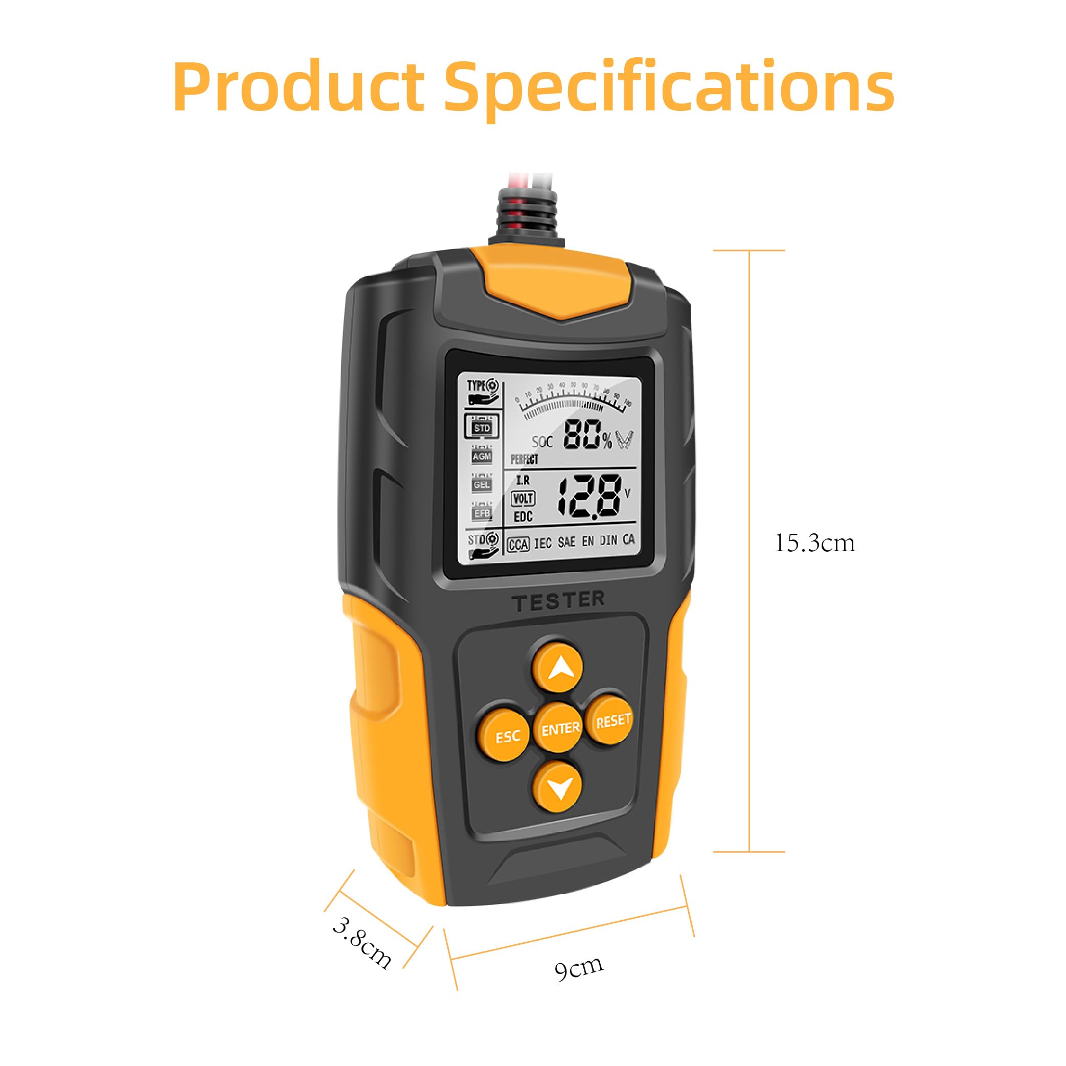 Tester Batterie Auto per Benelli BKX 250 2023, 2,7" Display Colori, con Clip, Strumento Diagnostico per Officine e Fabbriche Automobilistiche