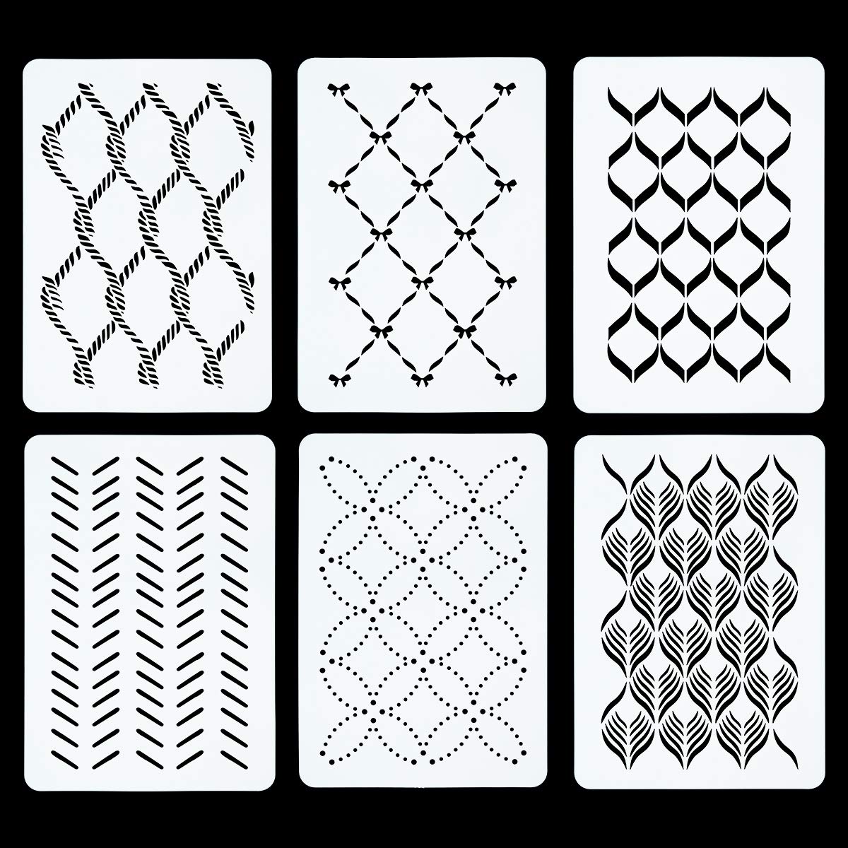 PARBEE 6 Set Ribbon Bows Nursery Painting Stencils Making Home Decor for Baby Room Wall Fabric Furniture Wood, 8 x 12 Inch