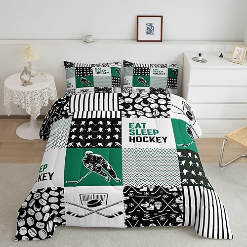 Erosebridal Hockey Bedding - Juego de edredón para jugadores de hockey