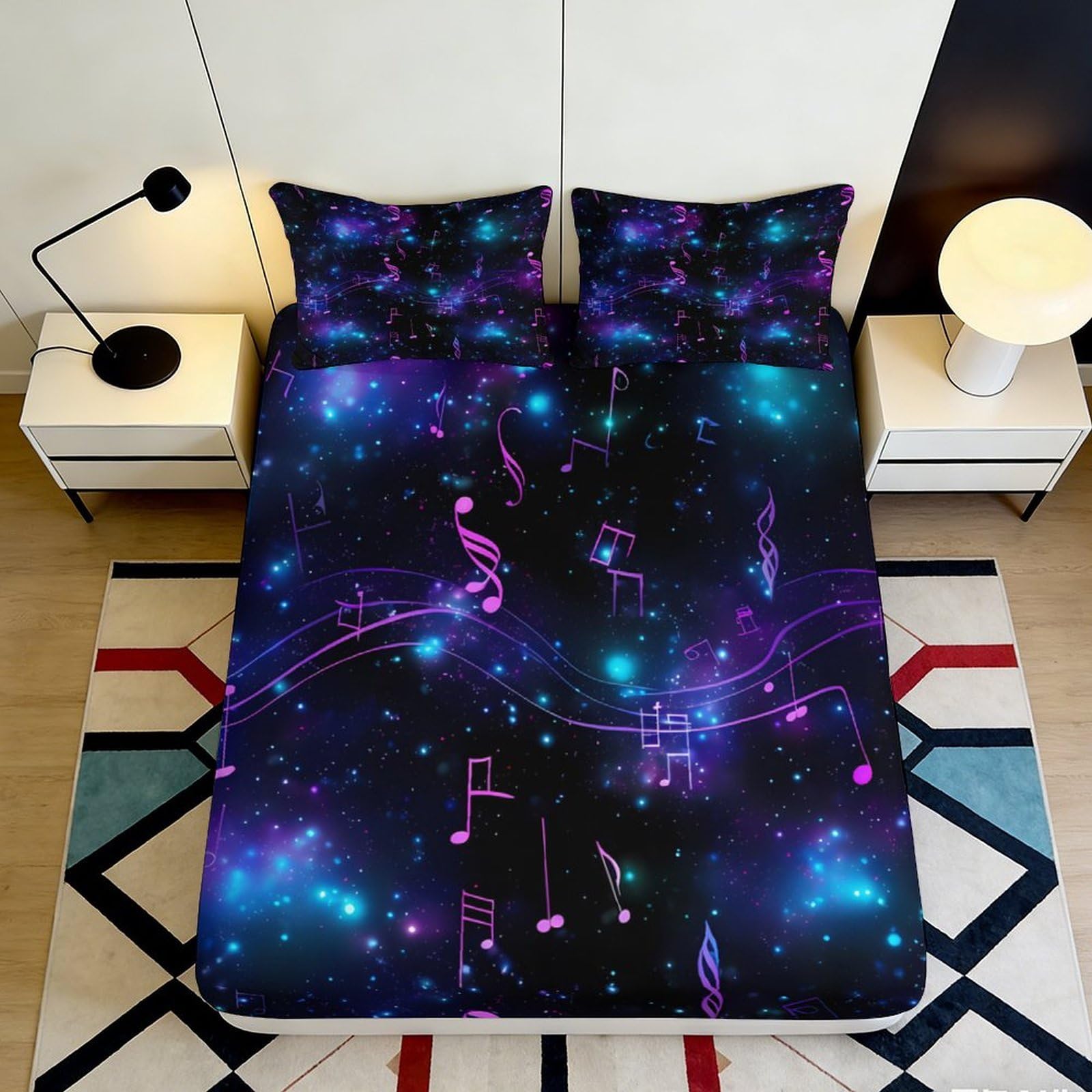 3D Printed Galaxy Starry Sky Fitted Sheet Microfiber Soft Mattress Cover Cosmic Nebula Bedroom Decor 90x200x25cm