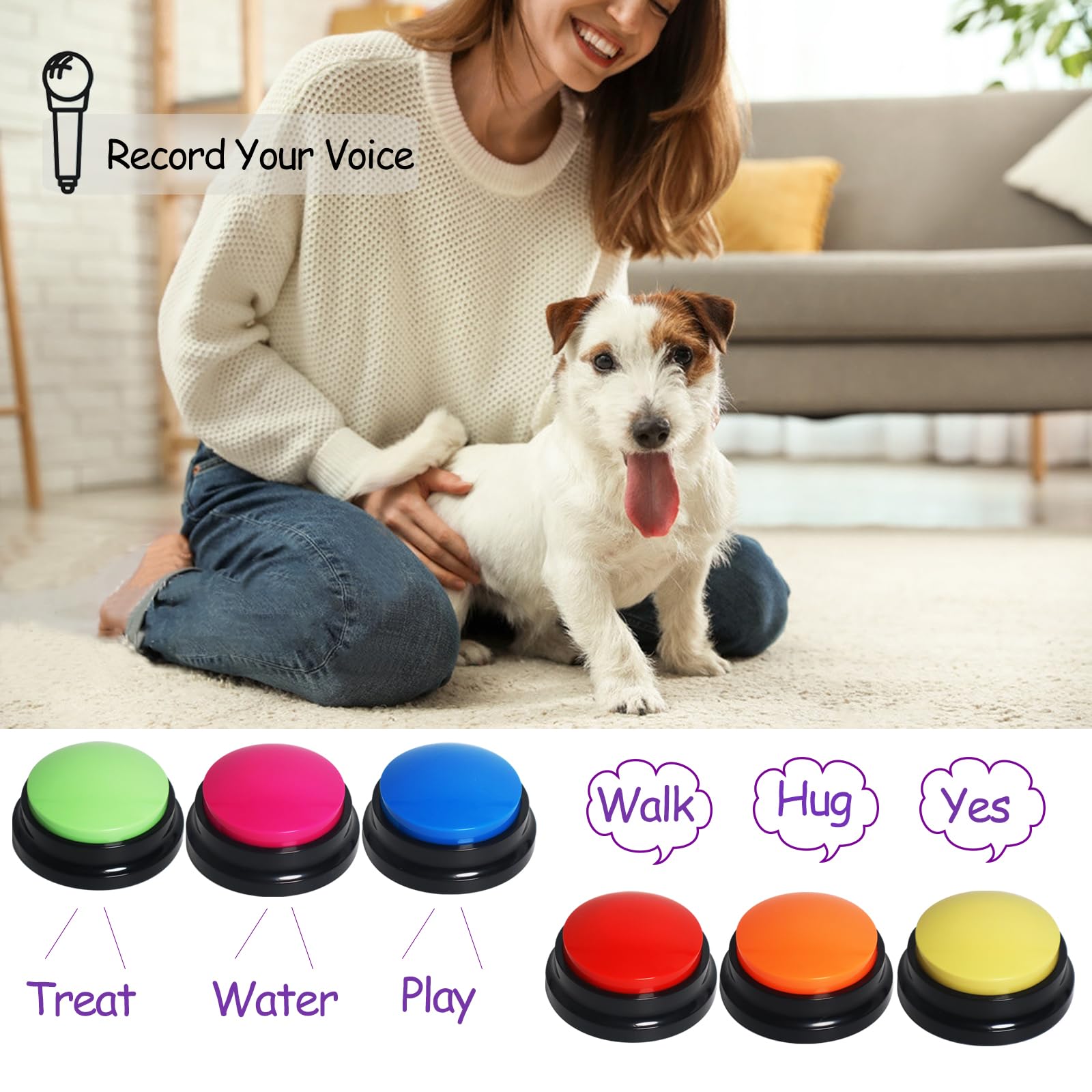 OFVENS 6 Color Voice Recording Button, Recordable Buttons Talk Training for Classroom Study 30 Second Record &Playback - Image 2