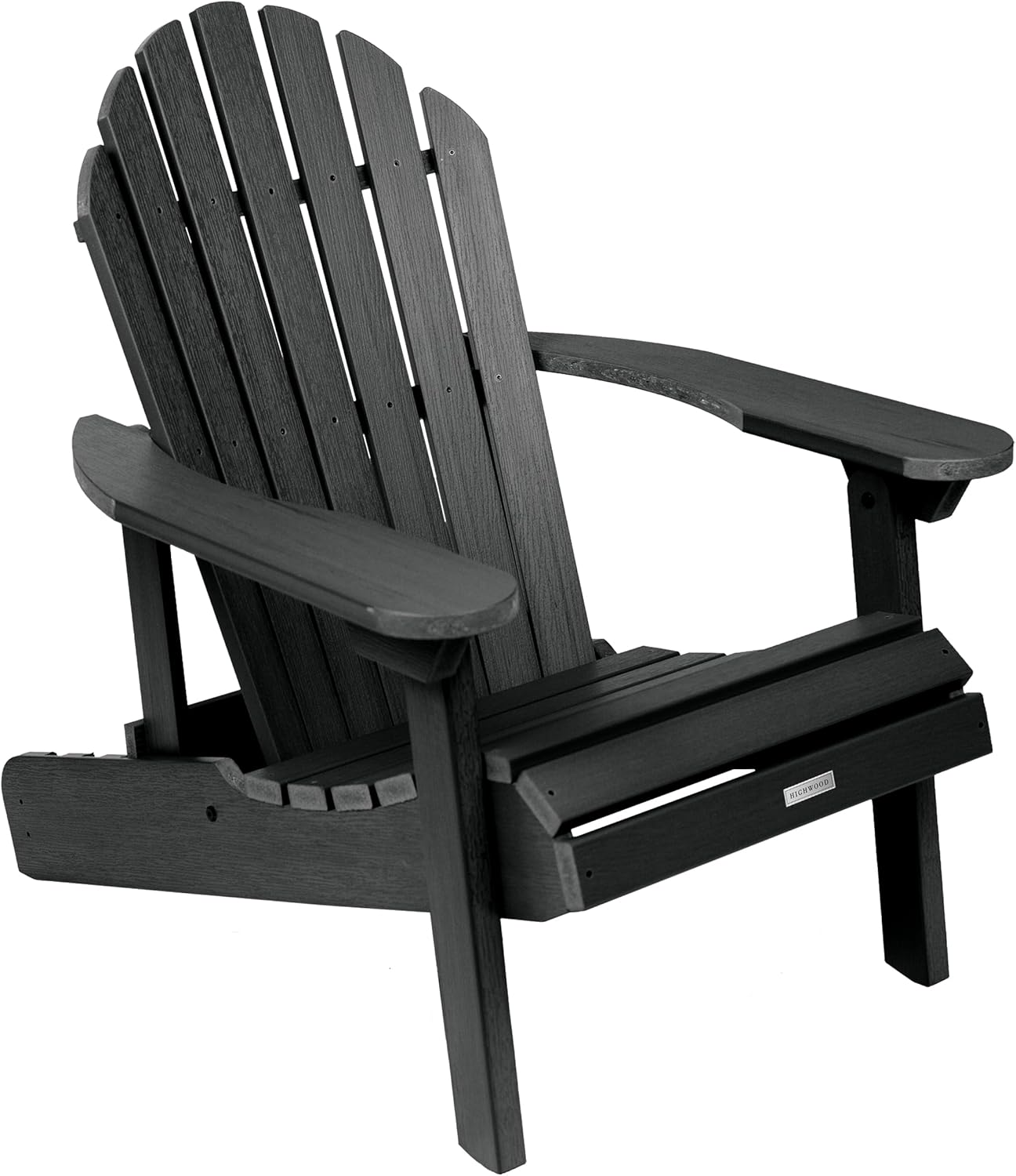 highwood Hamilton Made in the USA Folding and Reclining Adirondack Chair, Adult Size, Black