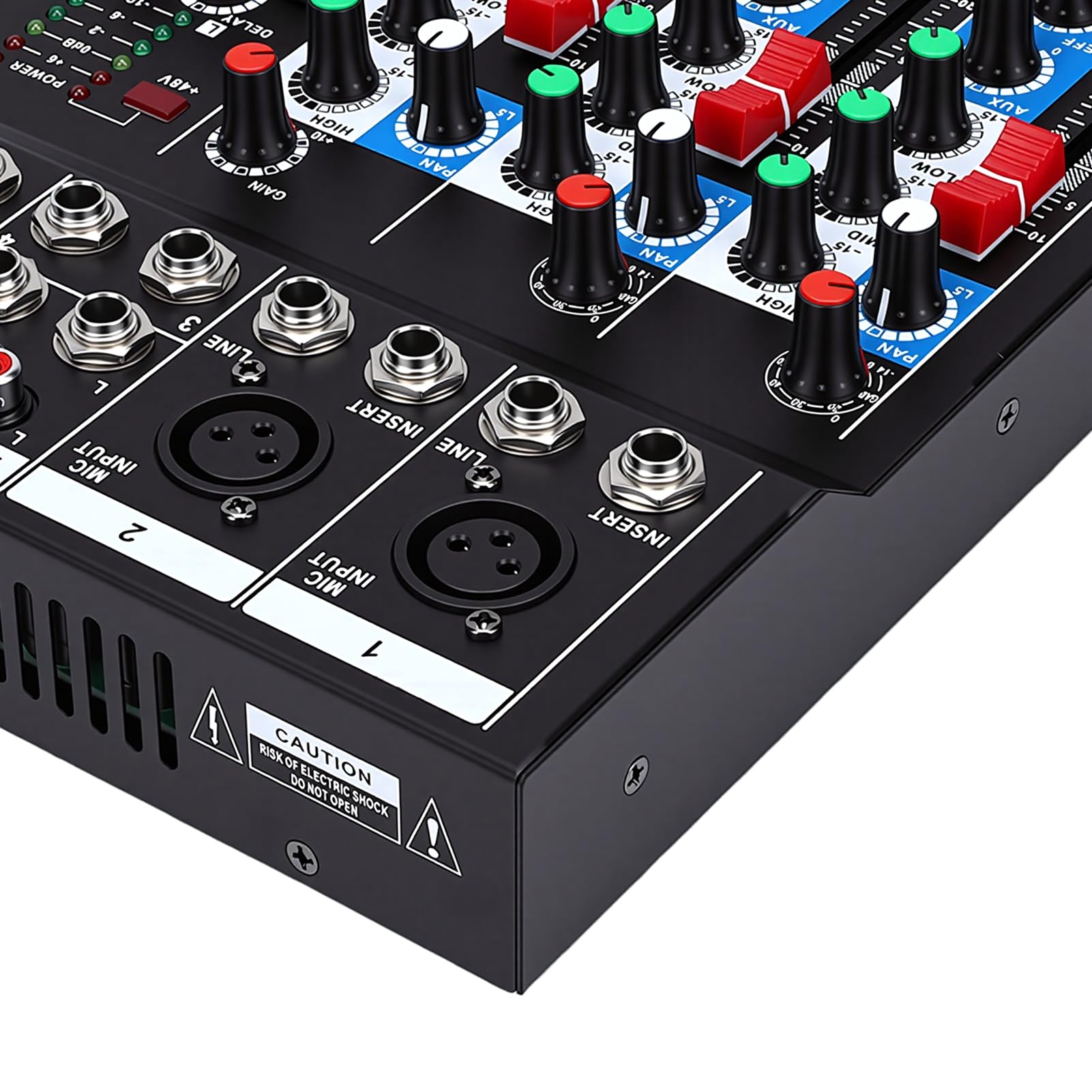 Keenso Mixer Audio, Scheda Audio Portatile in Acciaio Legato con Chip Bluetooth e DSP, Interfaccia USB a 5 con Alimentazione Phantom 48 V, per Registrazione in Studio Configurazione DJ Mobile