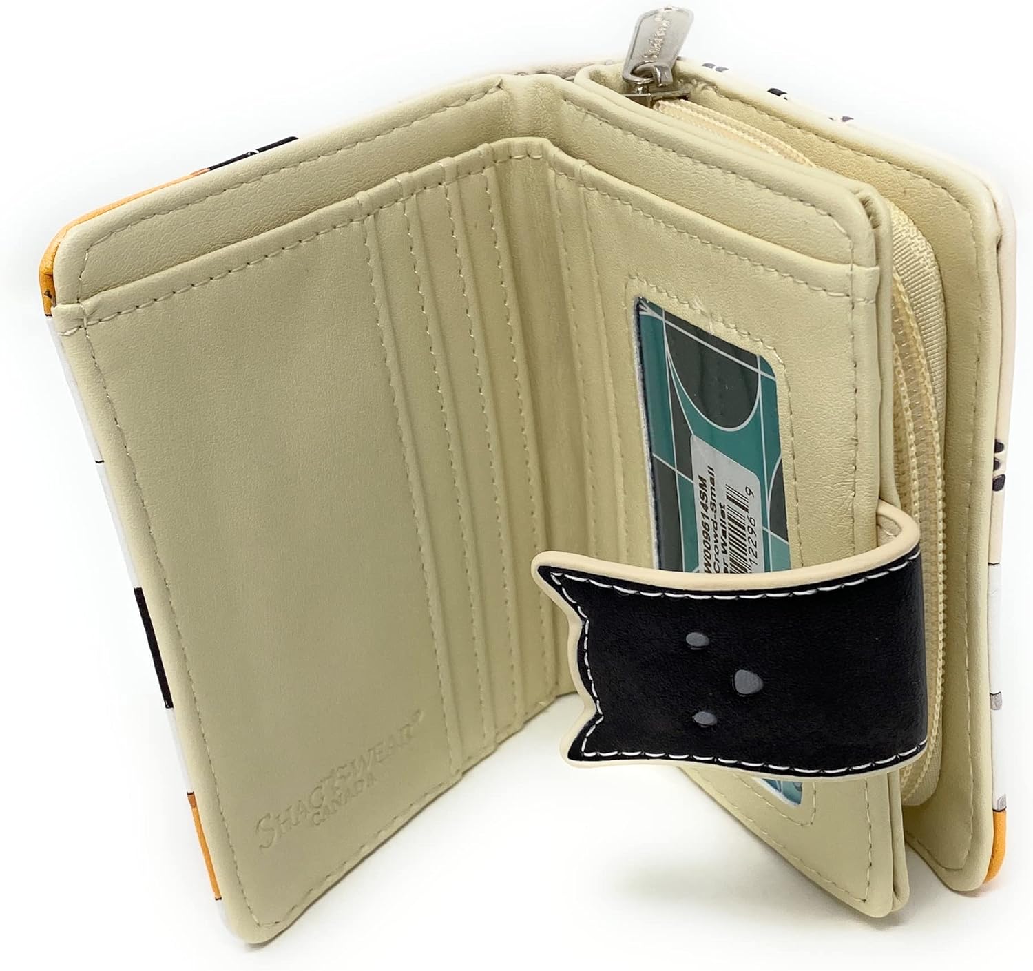 Shag Wear Kitty Crowd Small Wallet Vegan Faux Leather Cat Design Compact Purse with Card Slots ID Window Bill Pocket Zippered Coin Section 4.5" Beige - Image 3
