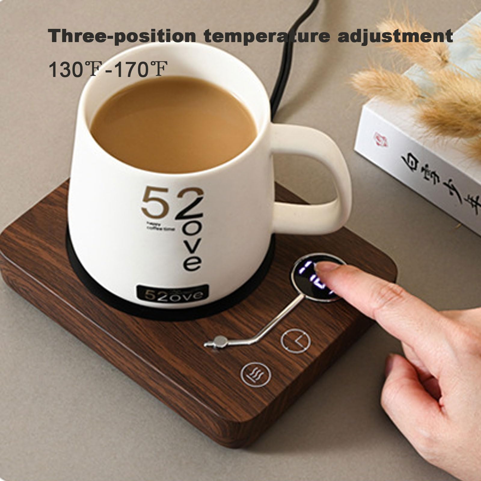Calentador de té para computadora, calentador de tazas de café, ajustes de 3 temperaturas y temporizador de 12 horas, calentador de velas de café, apagado automático, calentador de cera para