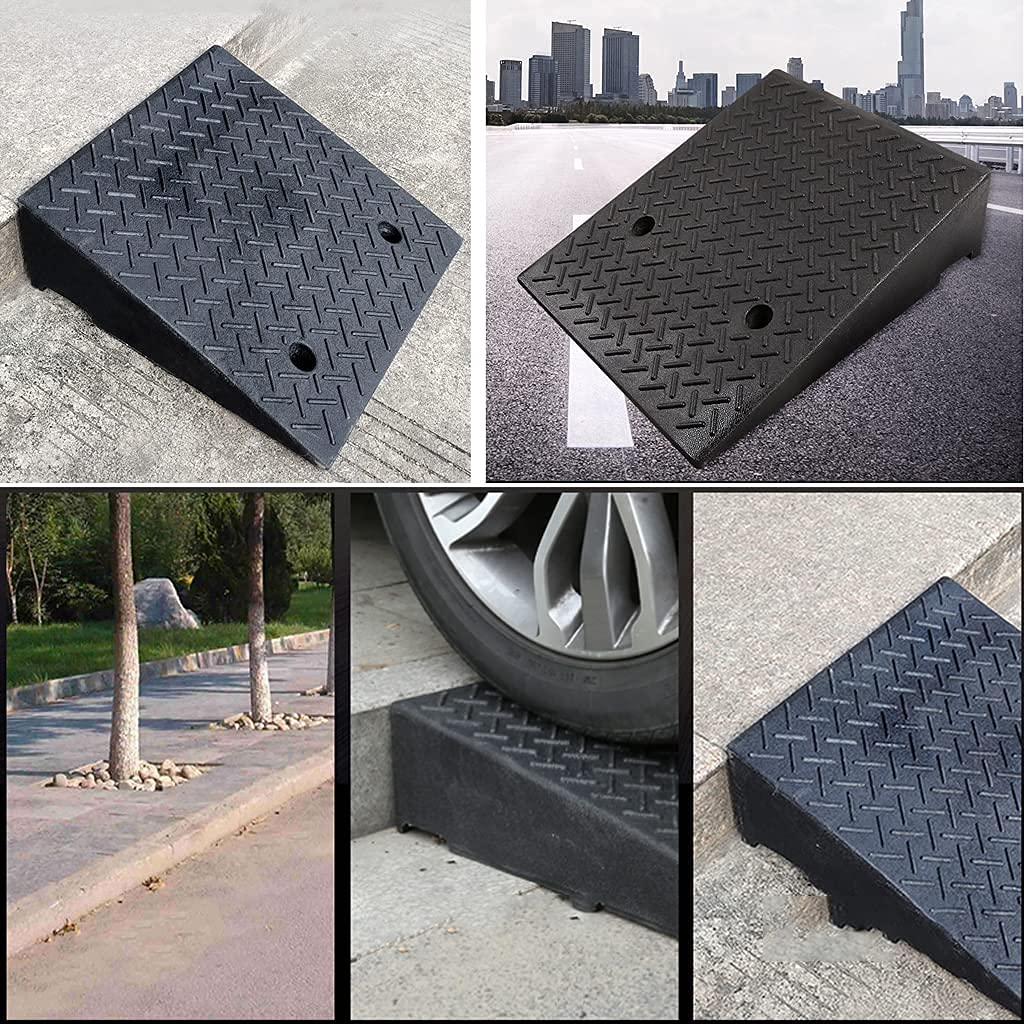 Rampa de umbral de goma para silla de ruedas con tiras reflectantes, rampa de bordillo resistente para coche, entrada, muelle de carga, almohadilla de escalones de elevación de 7 a 15 cm