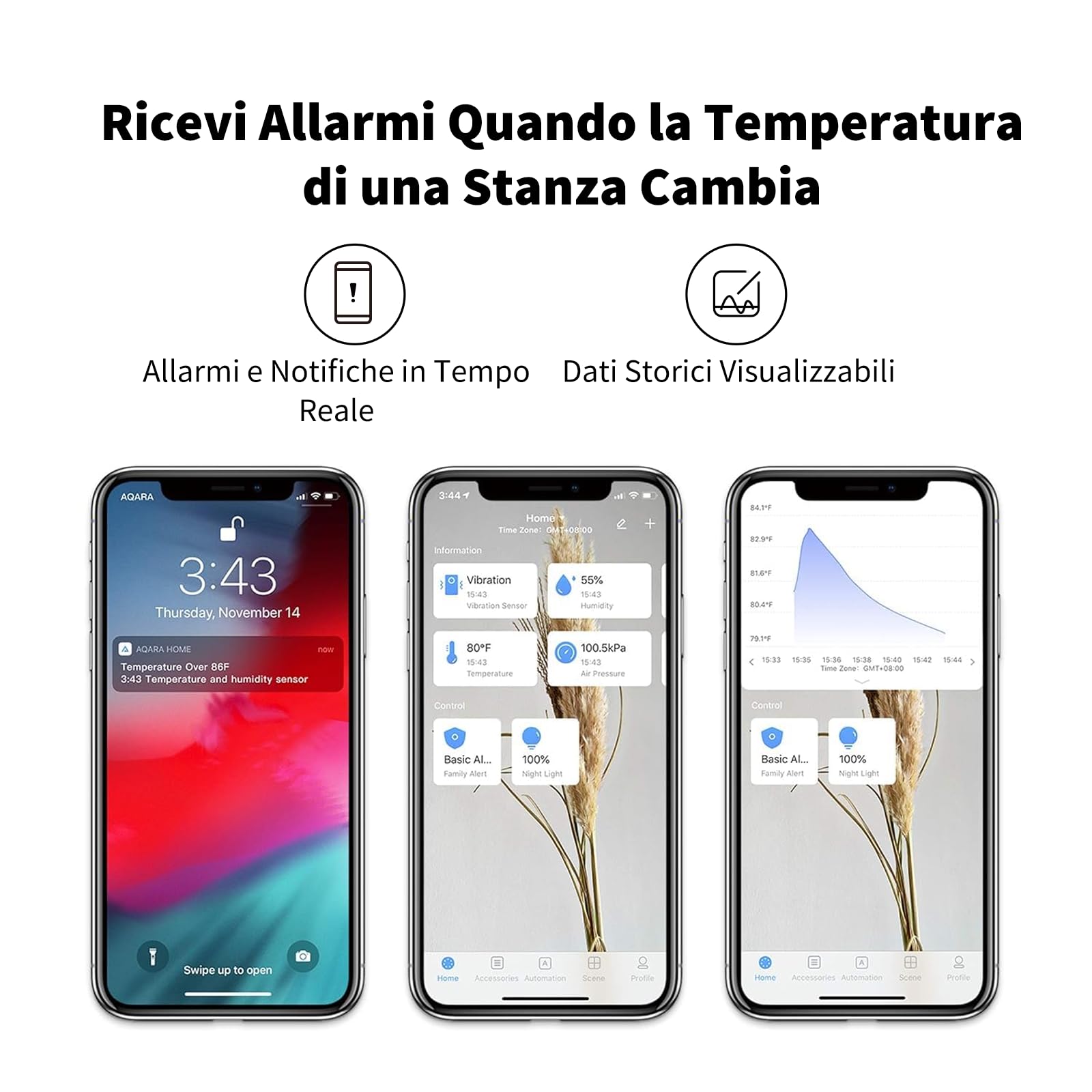 Aqara Sensore di Temperatura e Umidità, RICHIEDE AQARA HUB, Zigbee, Per Monitoraggio Remoto e Domotica, Termometro Igrometro Wireless, Compatibile con Apple HomeKit, Alexa, Funziona con IFTTT, Bianco