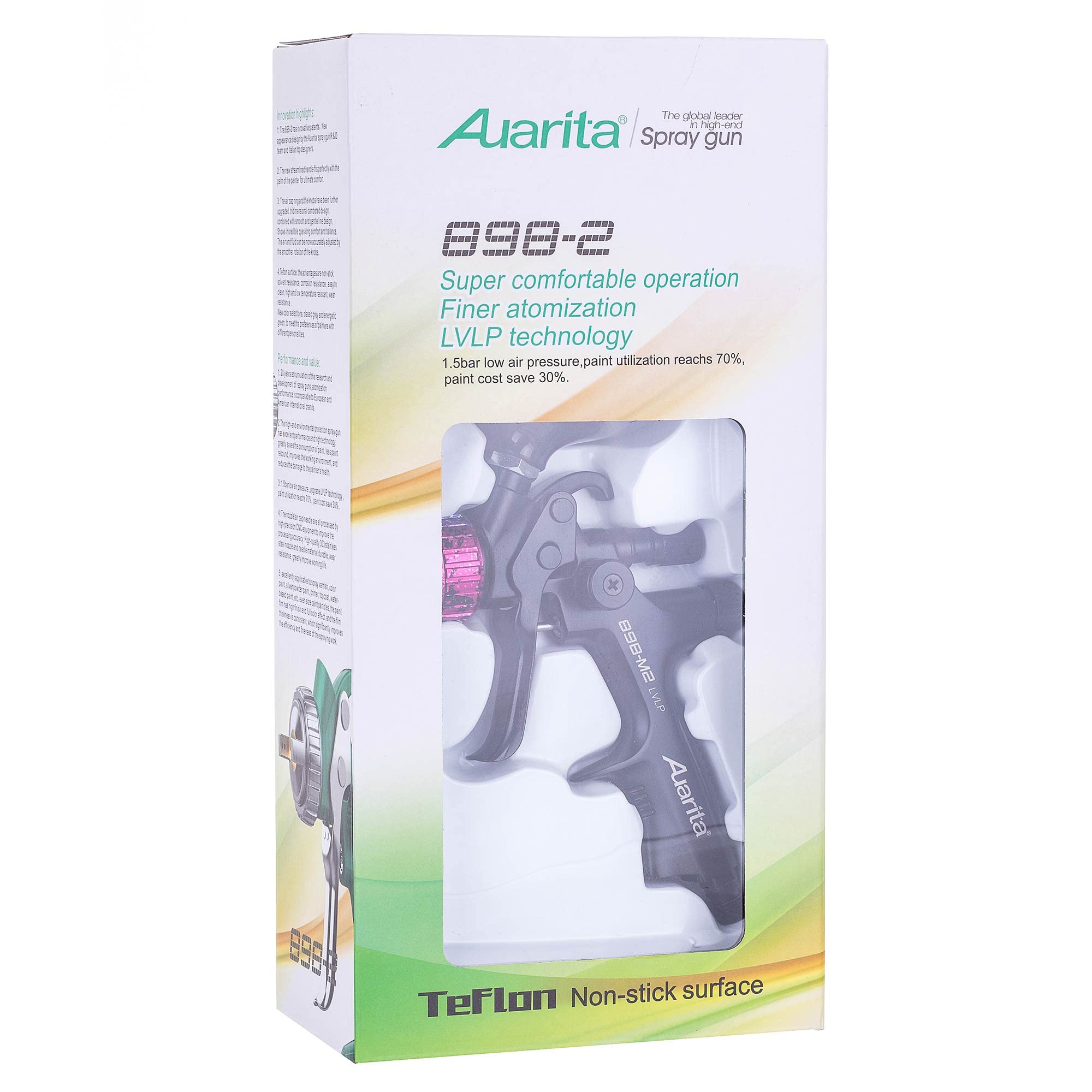 Pistolet à Peinture AUARITA buse 1.4 LVLP 898-M2 Corps Teflon