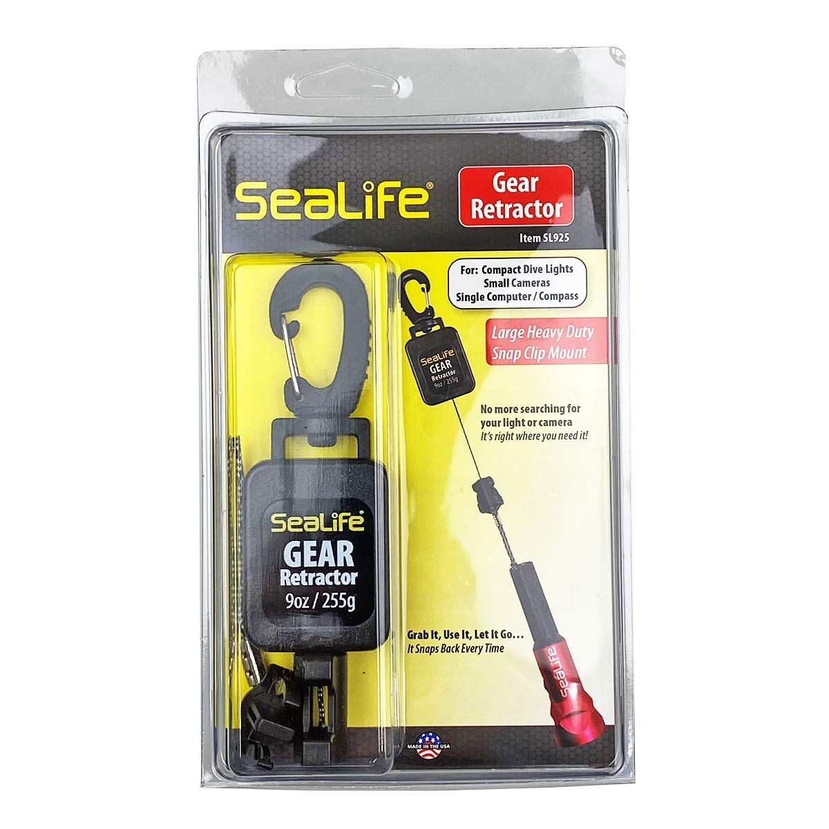 SeaLife Compact Underwater Retractor 255.1 g Rückzugskraft 81,3 cm maximale Länge Hält Mini-Lichter, Micro Series und RM-4K Kameras