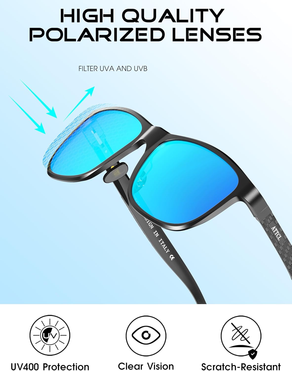 ATTCL Polarized Sunglasses Men for Driving: UV400 Protection Lightweight AL-MG Metal Rectangular Sun glasses Hiking Travel - Image 4