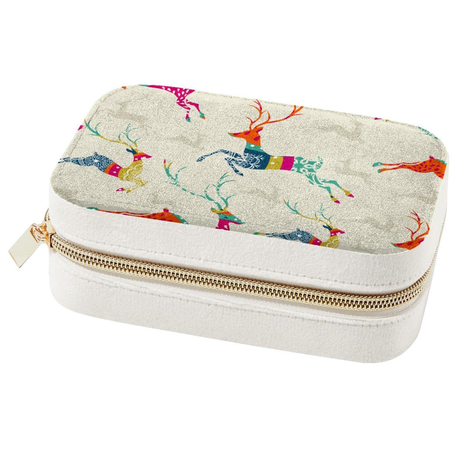 Rangement bijoux voyage anti-nœuds avec motif cerf de Noël