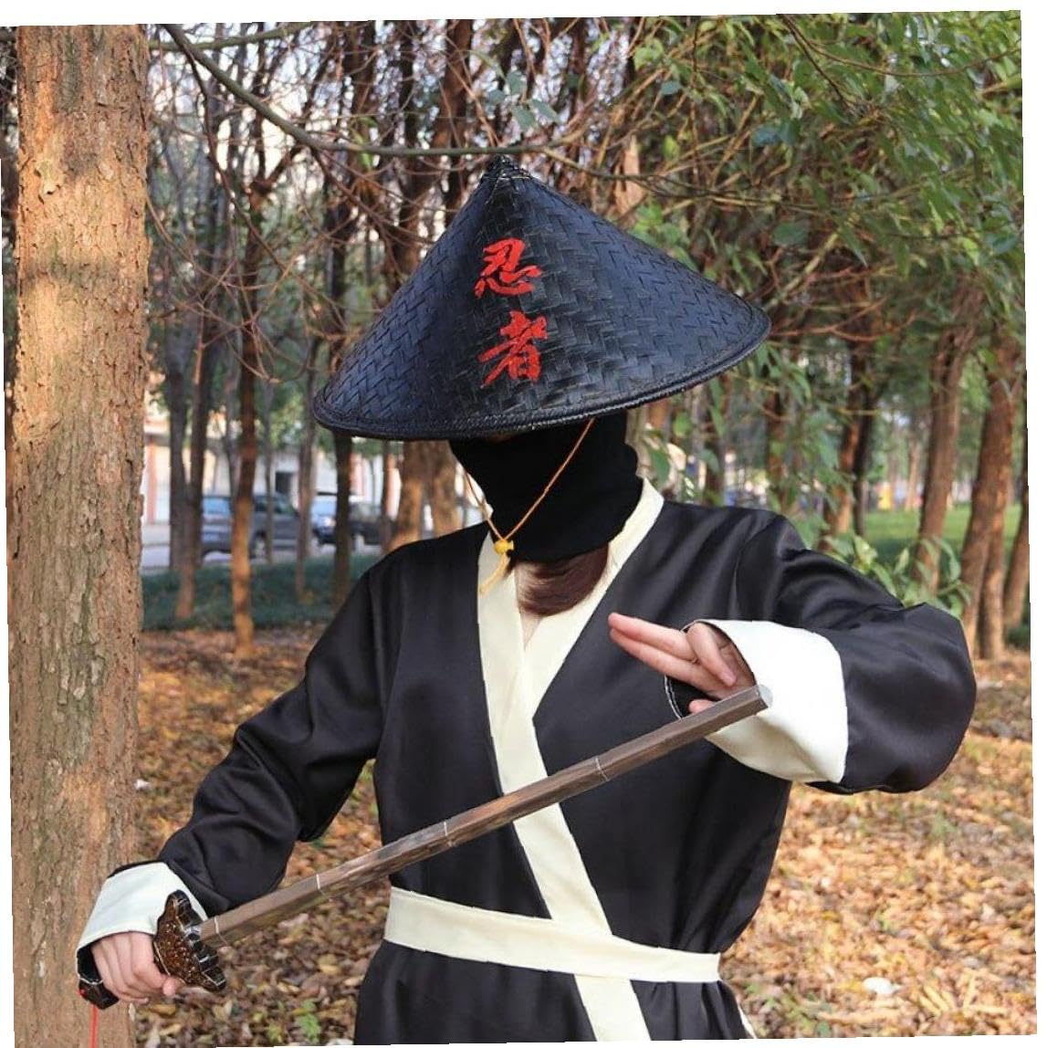 Amazon.co.jp: 麦わら帽子 忍者 手作り 織り ストローハット 黒竹 帽子