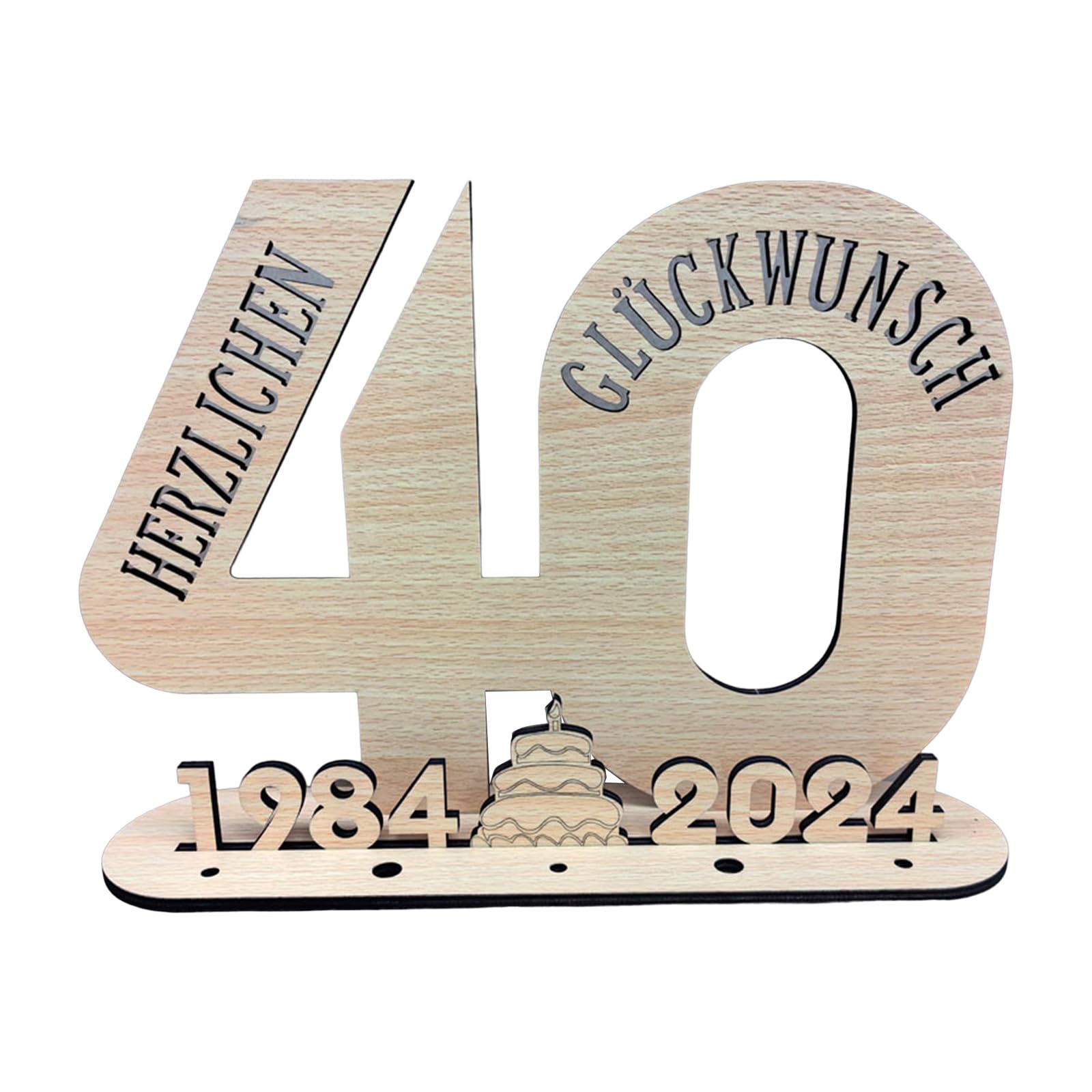 Nucelit Contemporary LED Wood Number Sign for 2024 Wooden Sign Birthday Decors for Birthdays and Parties Retirement Present