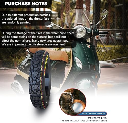 Miniatura 7 de Neumático 3.50-10  Neumático sin cámara de 3.50 y 10 pulgadas compatible con 90100-10  Neumático todoterreno de nieve Knobby 3.50-10 para accesorio