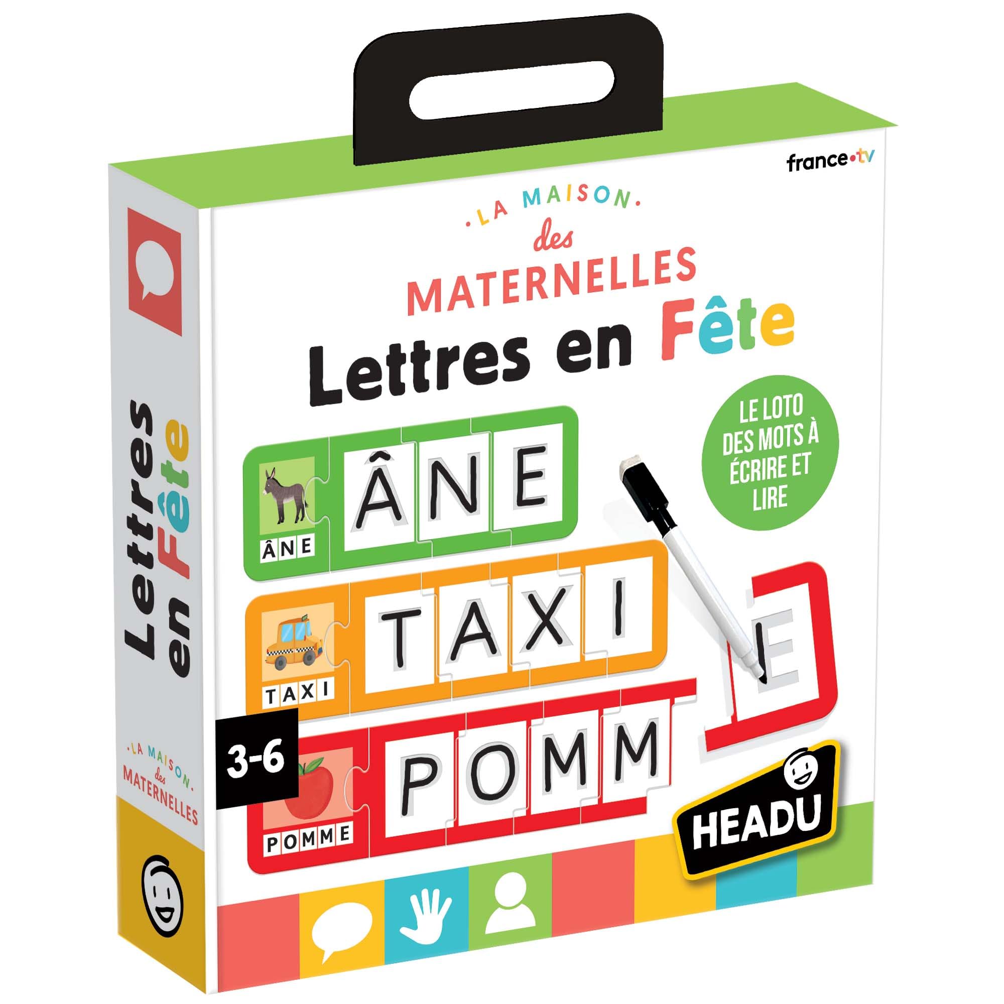 HEADU Lettres en Fête - Le Loto des Mots À Écrire Et Lire | Jeu Educatif 3-6 Ans, Made in Italy