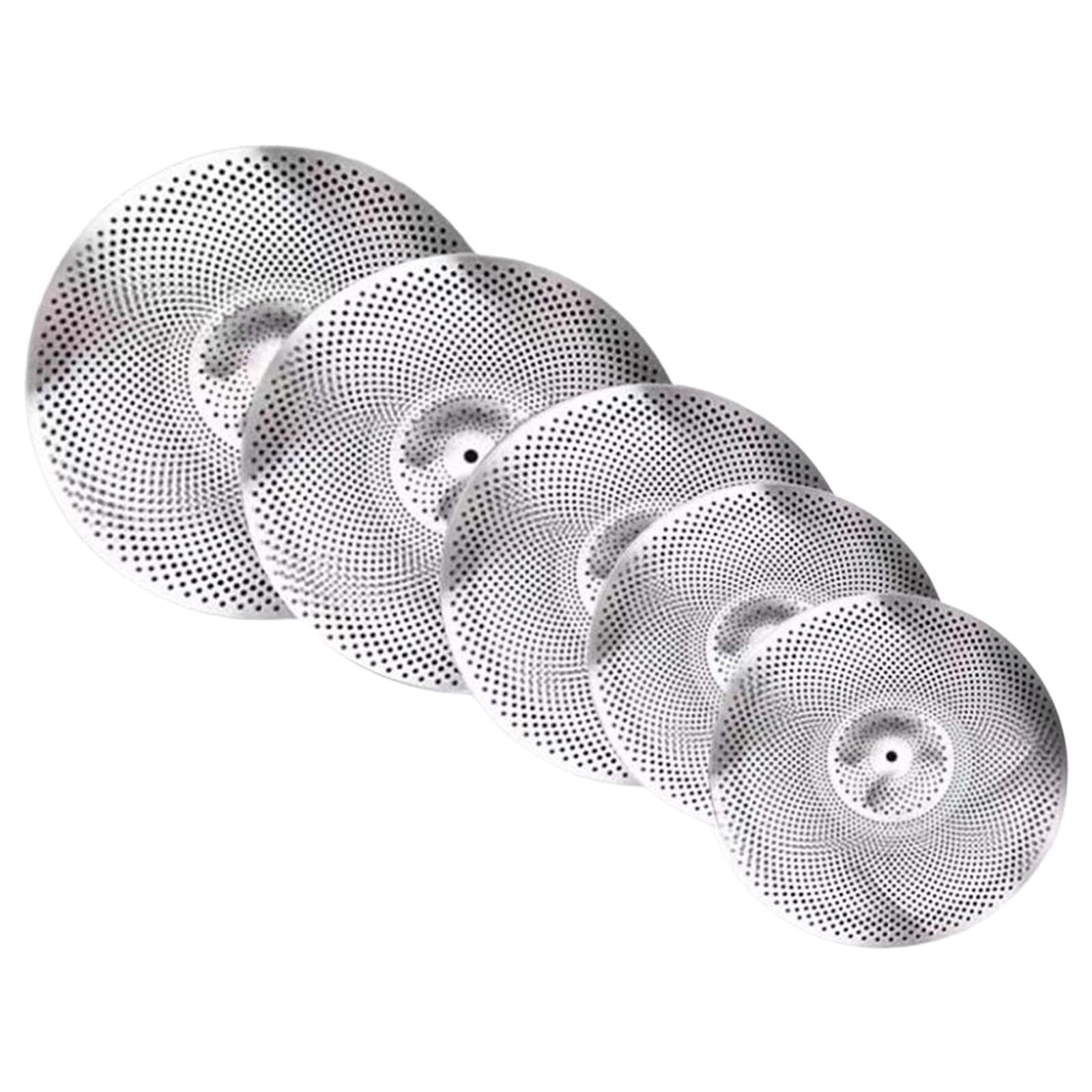 Set di piatti silenziosi per esercitarsi con il batterista, caratteristiche: 14 Hi Hat, 16 Crash, 18 Crash, 20 Ride Mute, confezione di piatti a basso volume, set