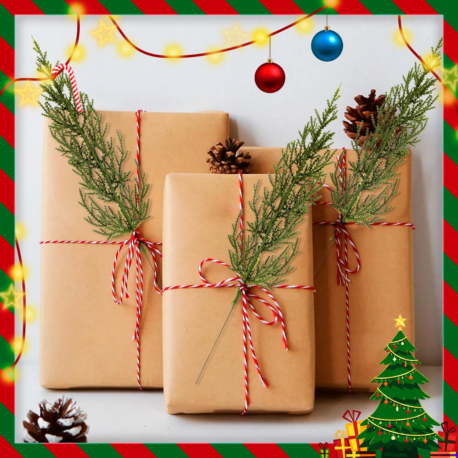24 Rami Di Pino Artificiali Con Neve – Abeti Sempreverdi In Plastica, Altezza 27 Cm, Flessibili, Per Decorazioni Natalizie E Centrotavola - 3