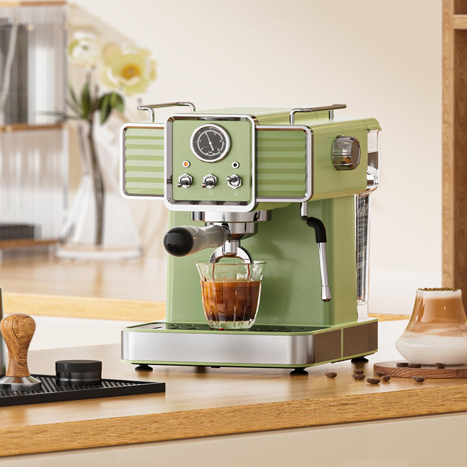 Cafetera Espresso de 15 Bares con espumador de Leche, Control de presión de Vapor, depósito de Agua extraíble de 1,6 l, cafetera Profesional de 1350 W, Ideal para Baristas en casa