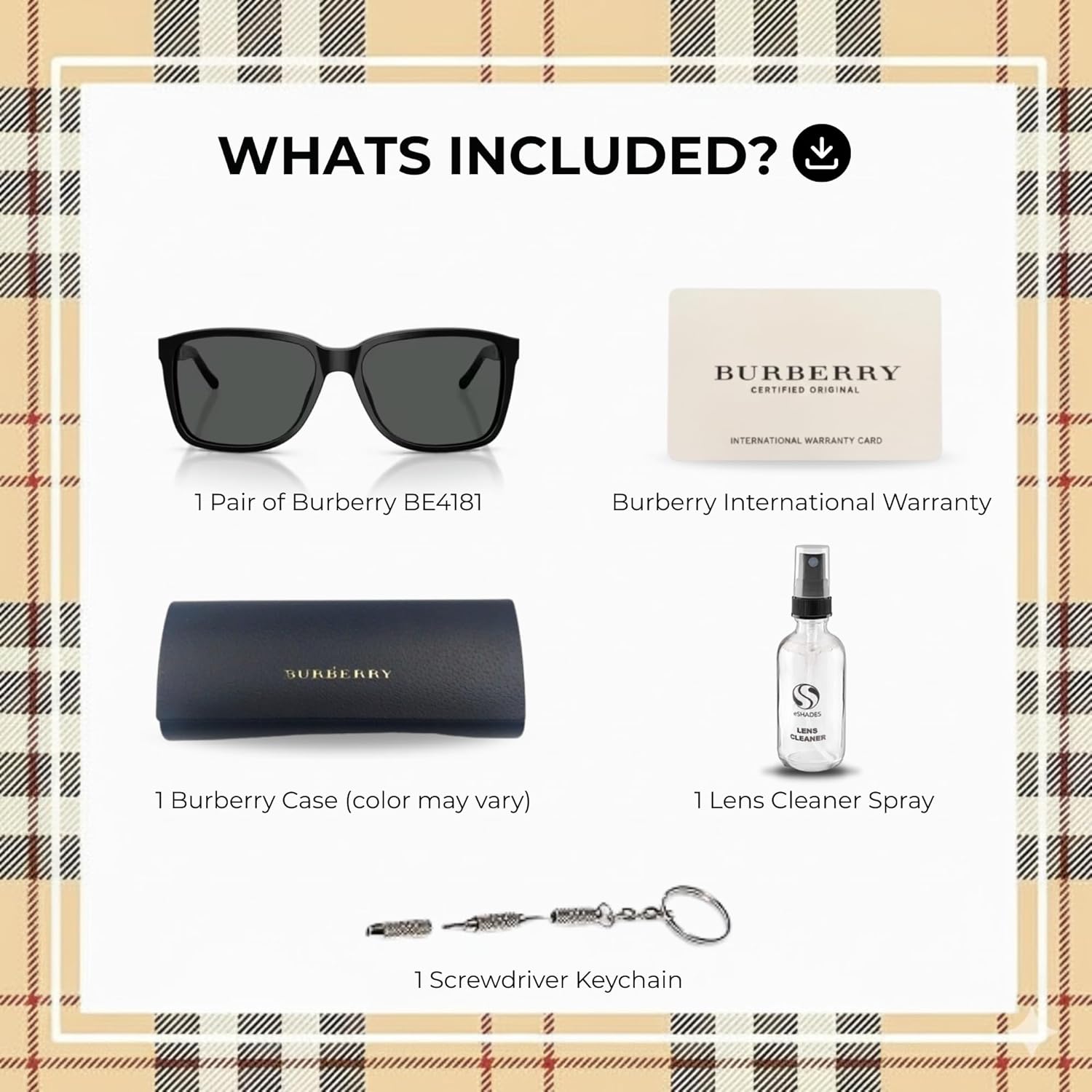 BURBERRY BE4181 Square Shape Acetate Sunglasses with Luxury Eyewear Kit - Image 3