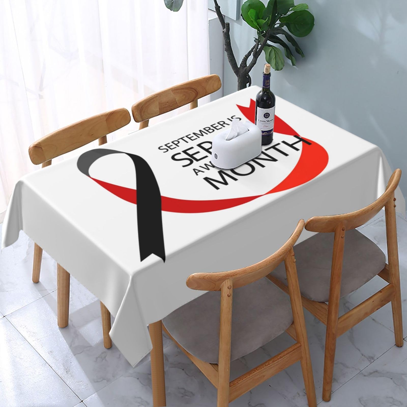 JunHeArt Sepsis Awareness Month Tablecloth Rectangle Table Cover Washable Table Cloths Decor For Kitchen 54" X 72"