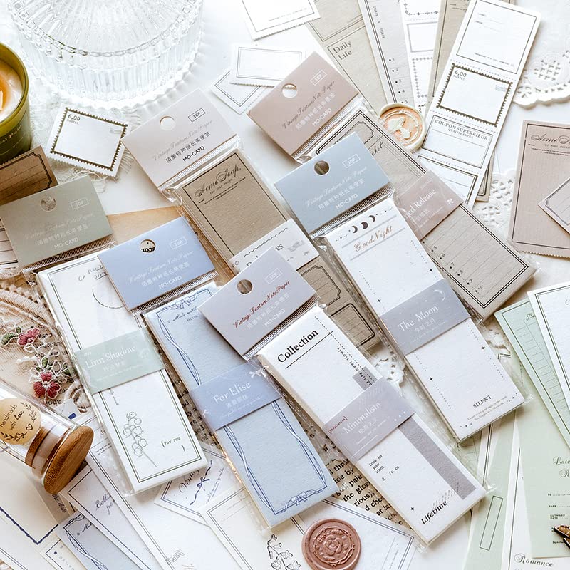 Alideco 180pcs Vintage Simple Long Scrapbooking Paper for Journaling Supplies, Decorative Craft Paper for Junk Journals (qietingfengying)