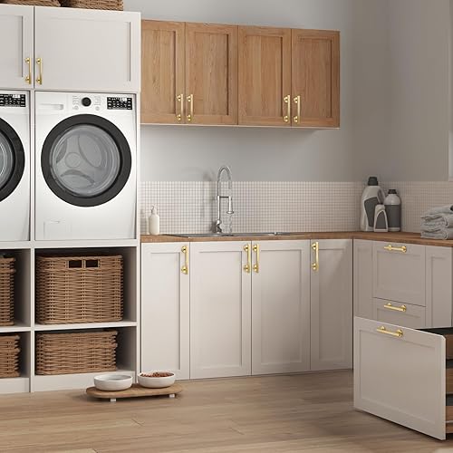 Miniatura 8 de Peaha Manijas autoadhesivas para cajones de gabinete, paquete de 2 tiradores de aleación de aluminio de latón cepillado de 5 pulgadas (5.039 in) con