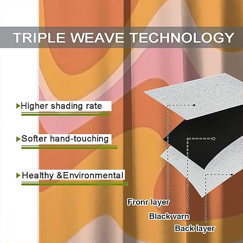 Miniatura 6 de Cortinas opacas bohemias de los años 70, estilo retro, abstracto, espiral, espiral, ondulado, hippie, estampado, para cocina, niños, niñas, mujeres,