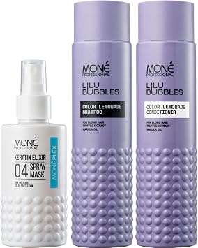 MON  PROFESSIONAL Shampoo for Bleached hair Blonde dye and natural - Keratin based - Colour reviving and vibrancy, strengthen & protection - Not purple - 300 ml 3Blue2