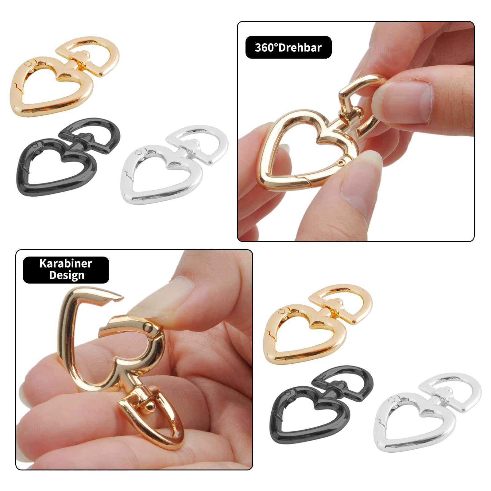 15 Portachiavi A Cuore Con Moschettone - Ganci Girevoli Per Borse E Fai Da Te - Foto 8
