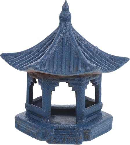 Mini estatua de pagoda de cerámica en miniatura, decoración hexagonal de hadas, mini figuras japonesas de jardín para decoración de bonsái de jardín