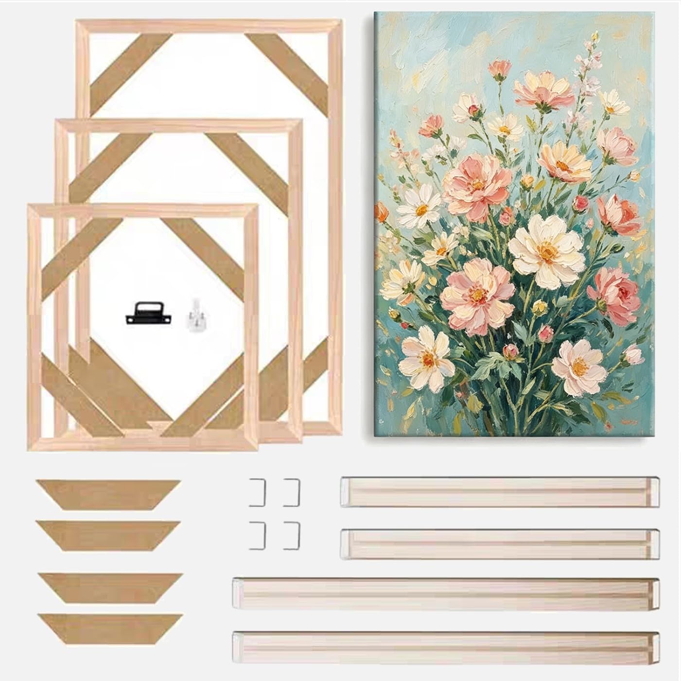Natural Pine DIY Wooden Picture Frames,Wooden Canvas Frame Easy Assemble Art for Oil Painting,Posters Prints,Canvas Prints Home Gallery Wall Decor (35x45CM)