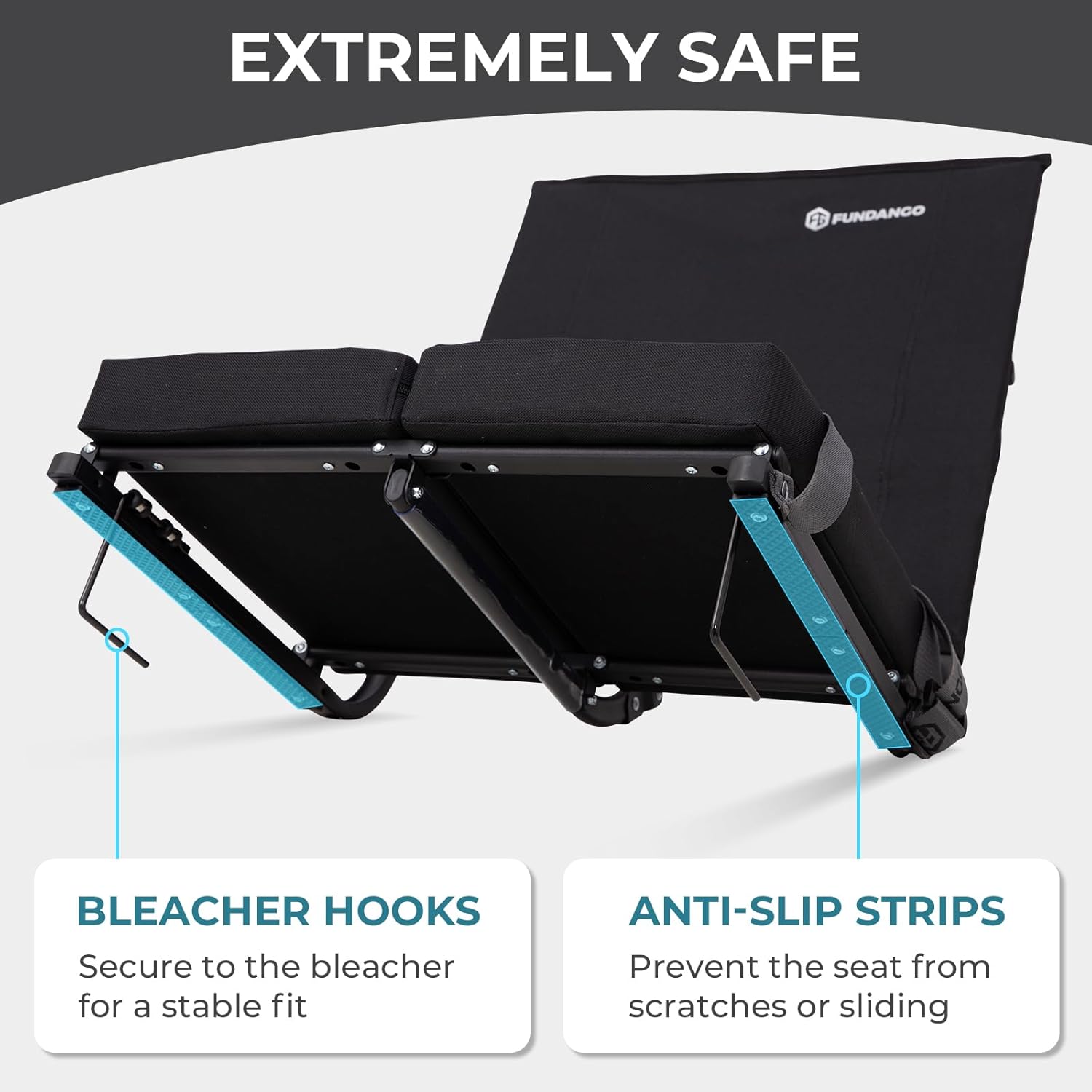 FUNDANGO Extra Wide Stadium Seats with Back Support for Adults, Padded Bleacher Chairs with Back and Cushion, Folding Bleacher Seats with Shoulder Strap for Football Baseball Sports - Image 5