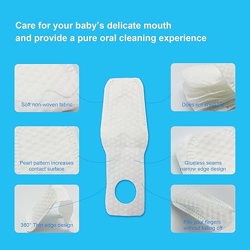 Miniatura 2 de BabyPearl Limpiador de lengua para bebé, cepillo de dientes para bebés recién nacidos, 42 unidades desechables de uso húmedo y seco, limpiador bucal