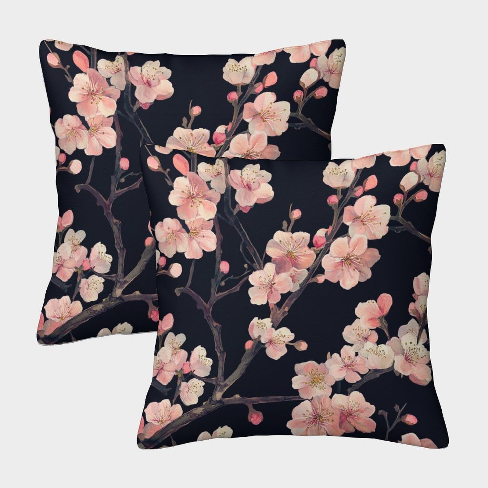 kaiyun 2 Pack Cherry Blossoms,Pink Flowers Pillowcase 50x50cm, Cushion Cover,3D Digital Printing Bed Sofa Decorative
