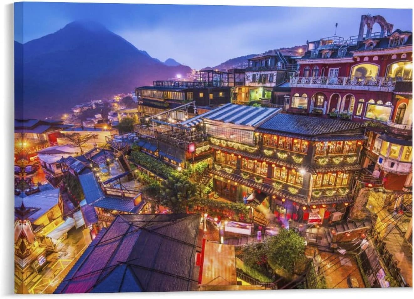 Amazon.co.jp: アートポスター フレーム 装飾画 日本の町 山