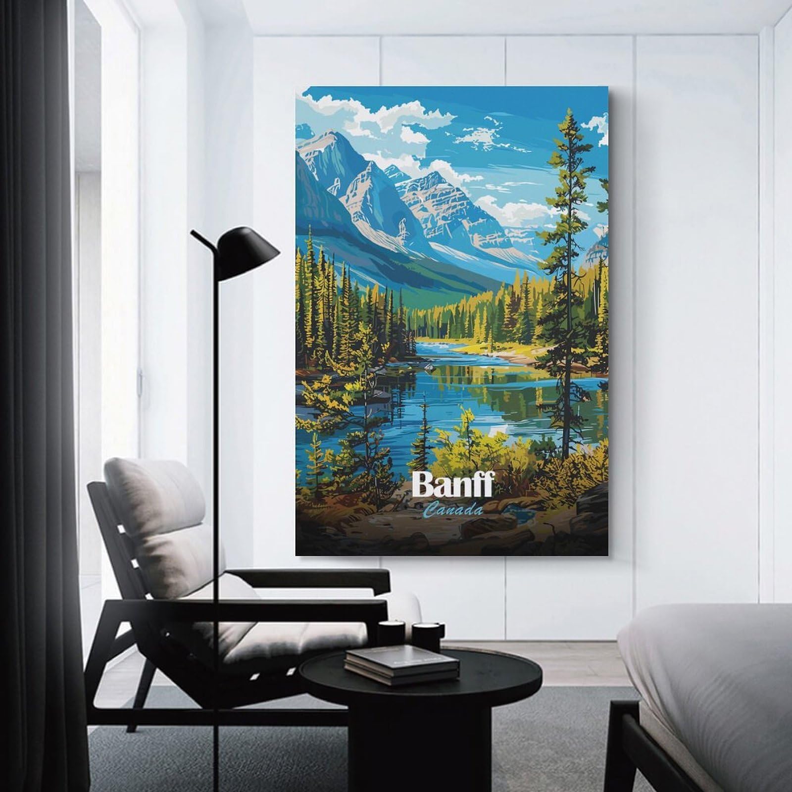 Junmoney Banff Canada Landscape Canvas Wall Picture 20x30inch(50x75cm), for Entryway, Lounge Links Or Small Walls, Decorative Canvas Styling for Entry Areas